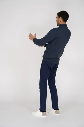 Man in black clothes standing