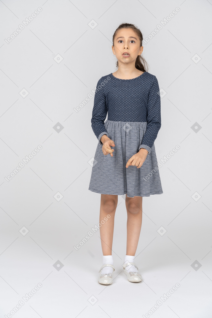 Front view of a girl looking agitated