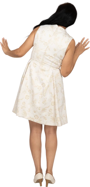 Woman in beautiful dress standing