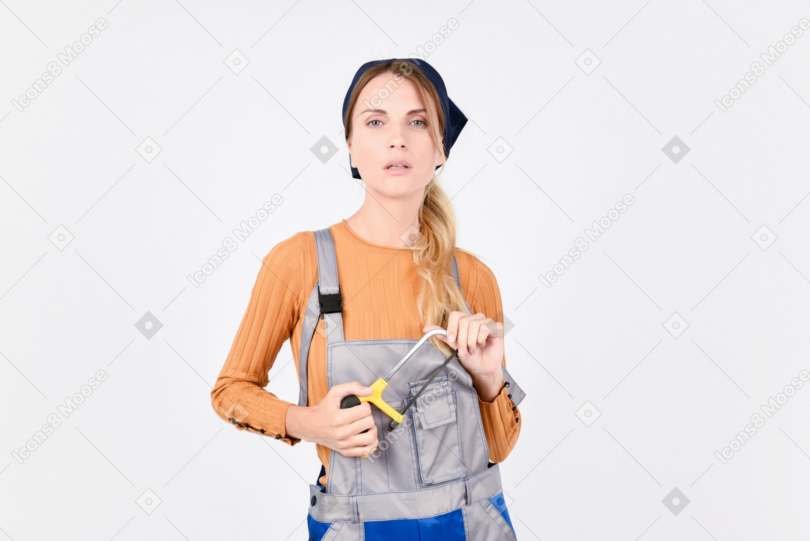 Female plumber holding file