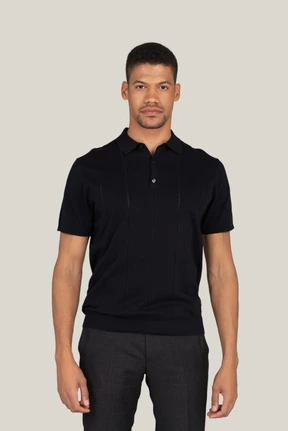 African american man in black pants and t-shirt standing with hands on both side
