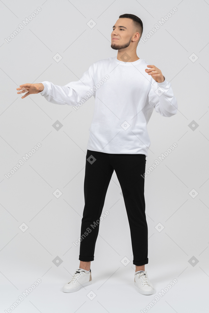 Cheerful young man gesturing