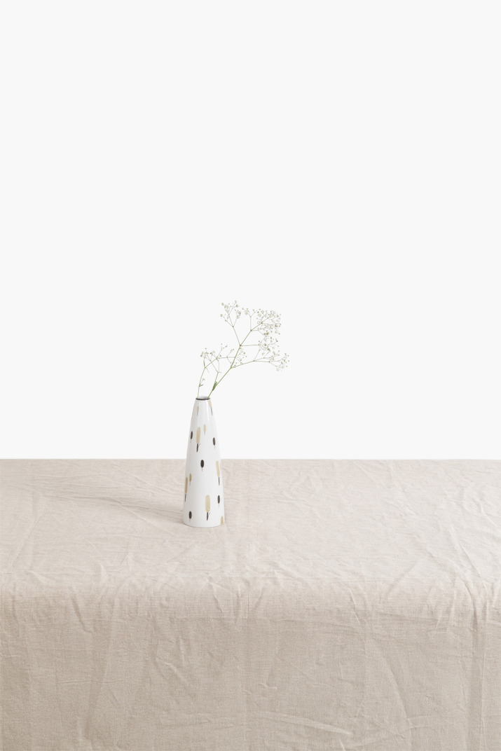 Vase with dried twig on the table