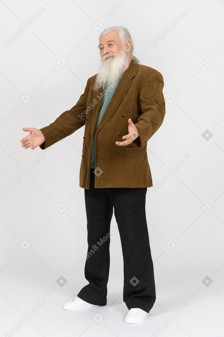 Elderly man opening his arms for a hug