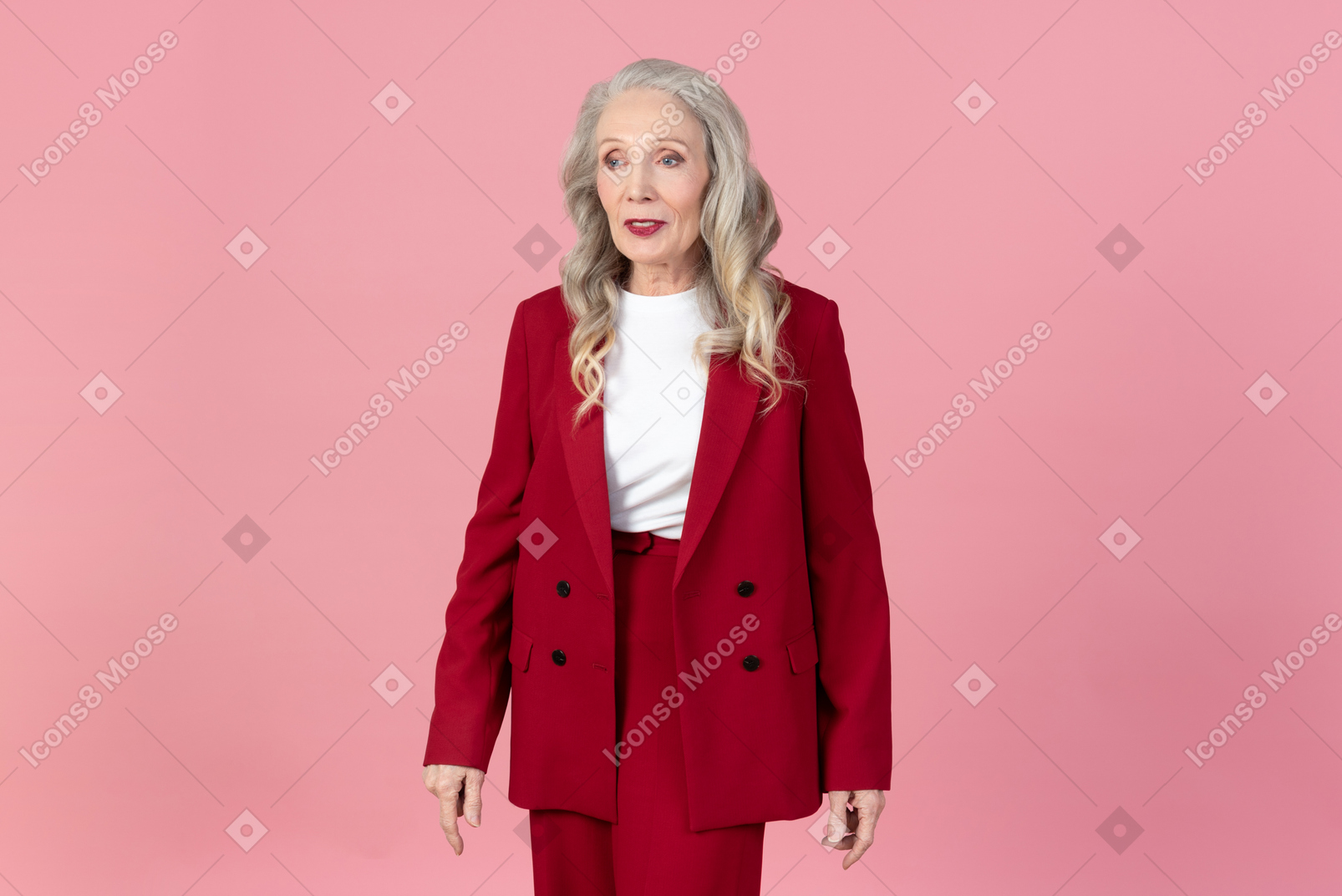 Fashionable old woman looking involved in thoughts