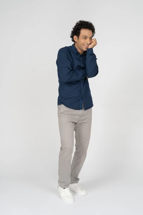 Front view of a happy man in casual clothes