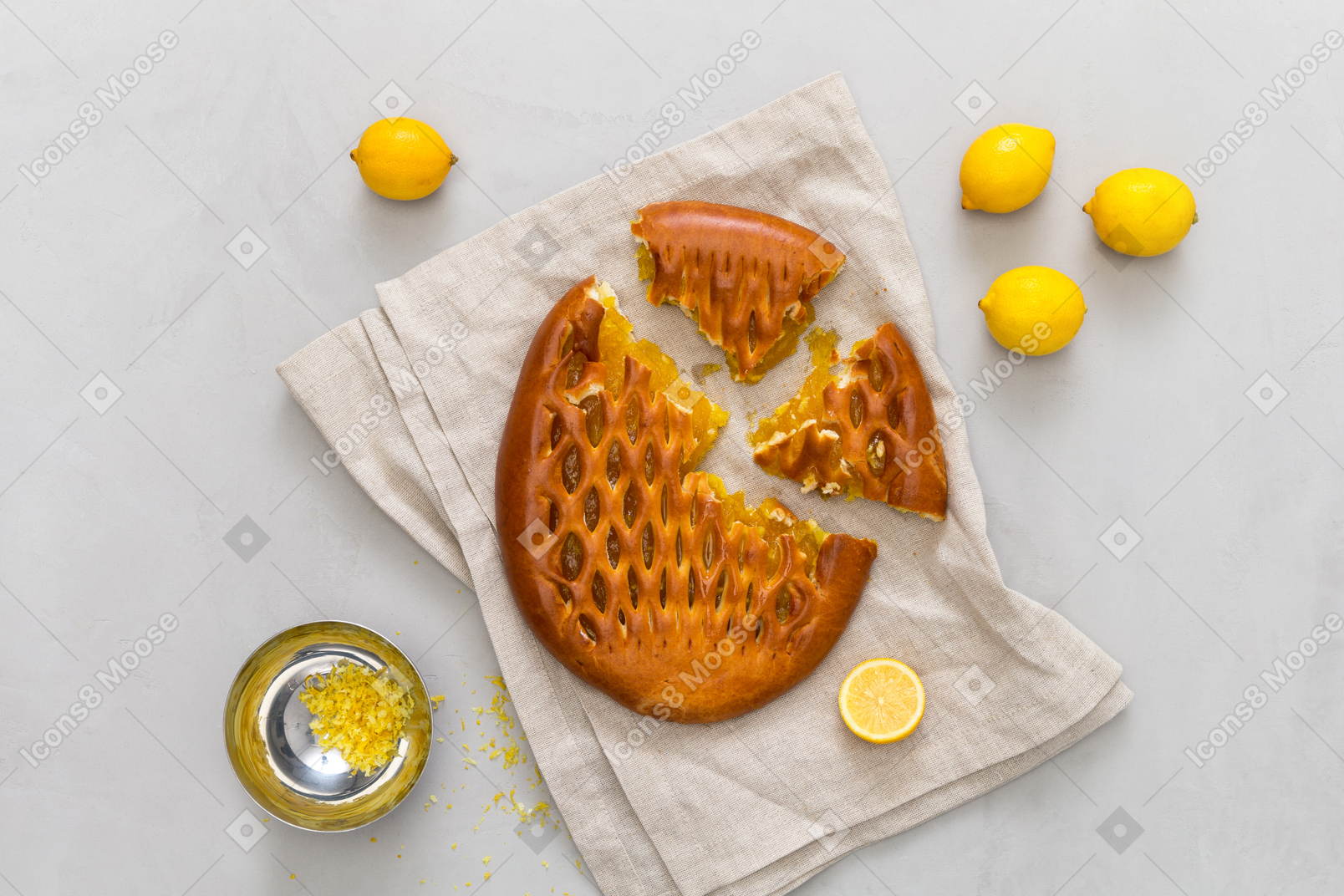 Все необходимые ингредиенты и в результате лимонный пирог