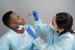 Patient with doctor on medical procedure