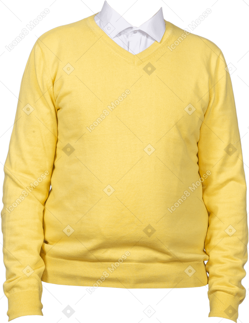 Gelbes sweatshirt mit weißem kragen
