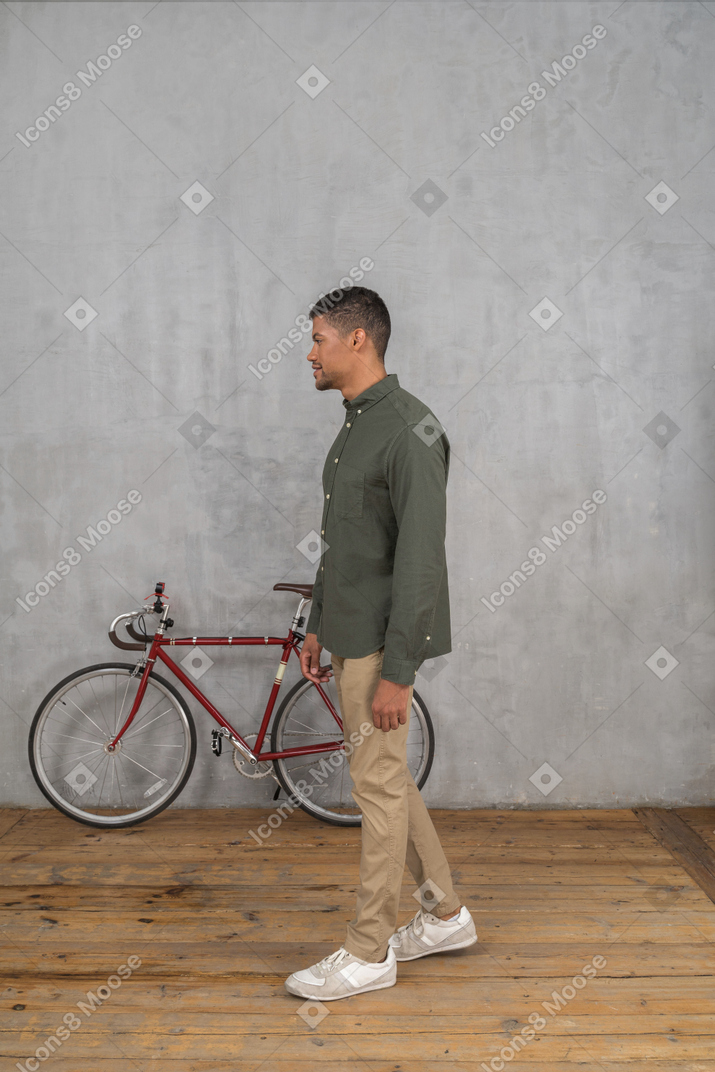 Side view of a man walking