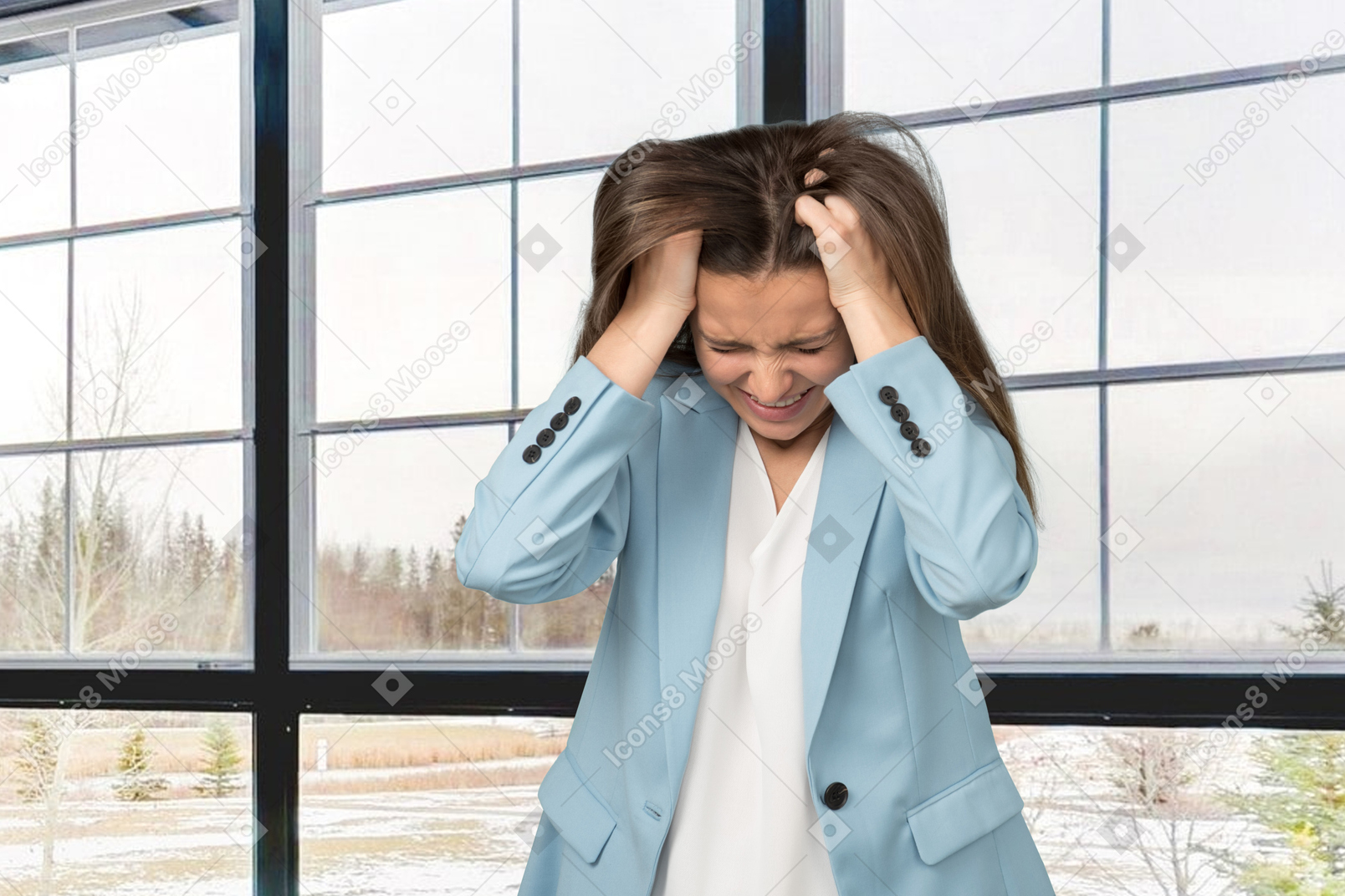 Angry woman pulling her hair