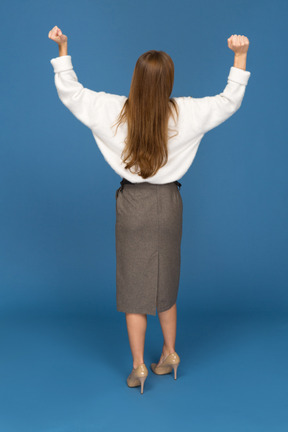 Young businesswoman being joyful