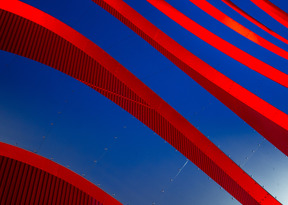 A red and blue construction