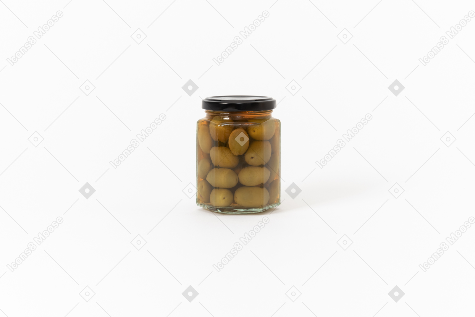 Canned olives in a glass jar