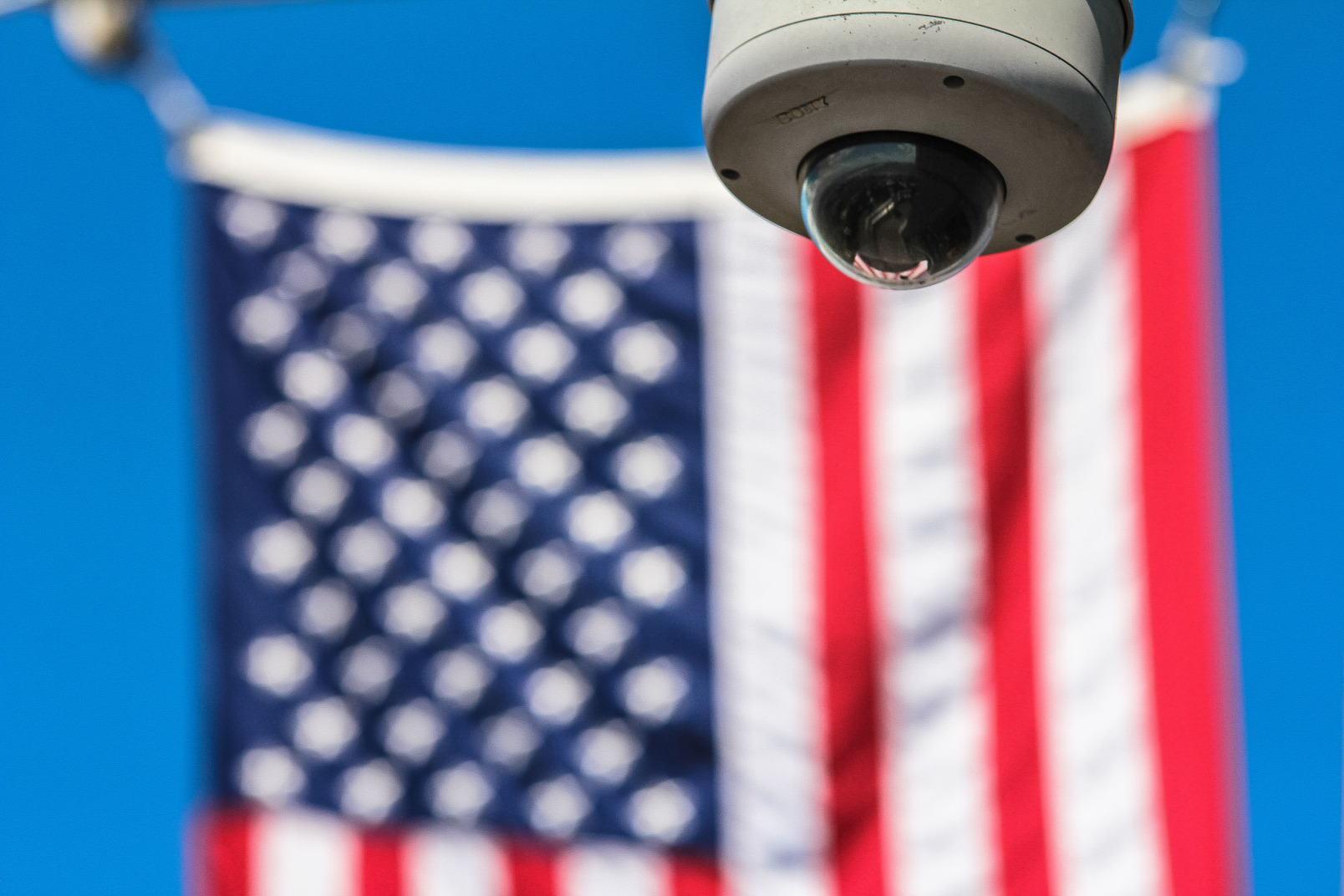 Surveillance camera and american flag