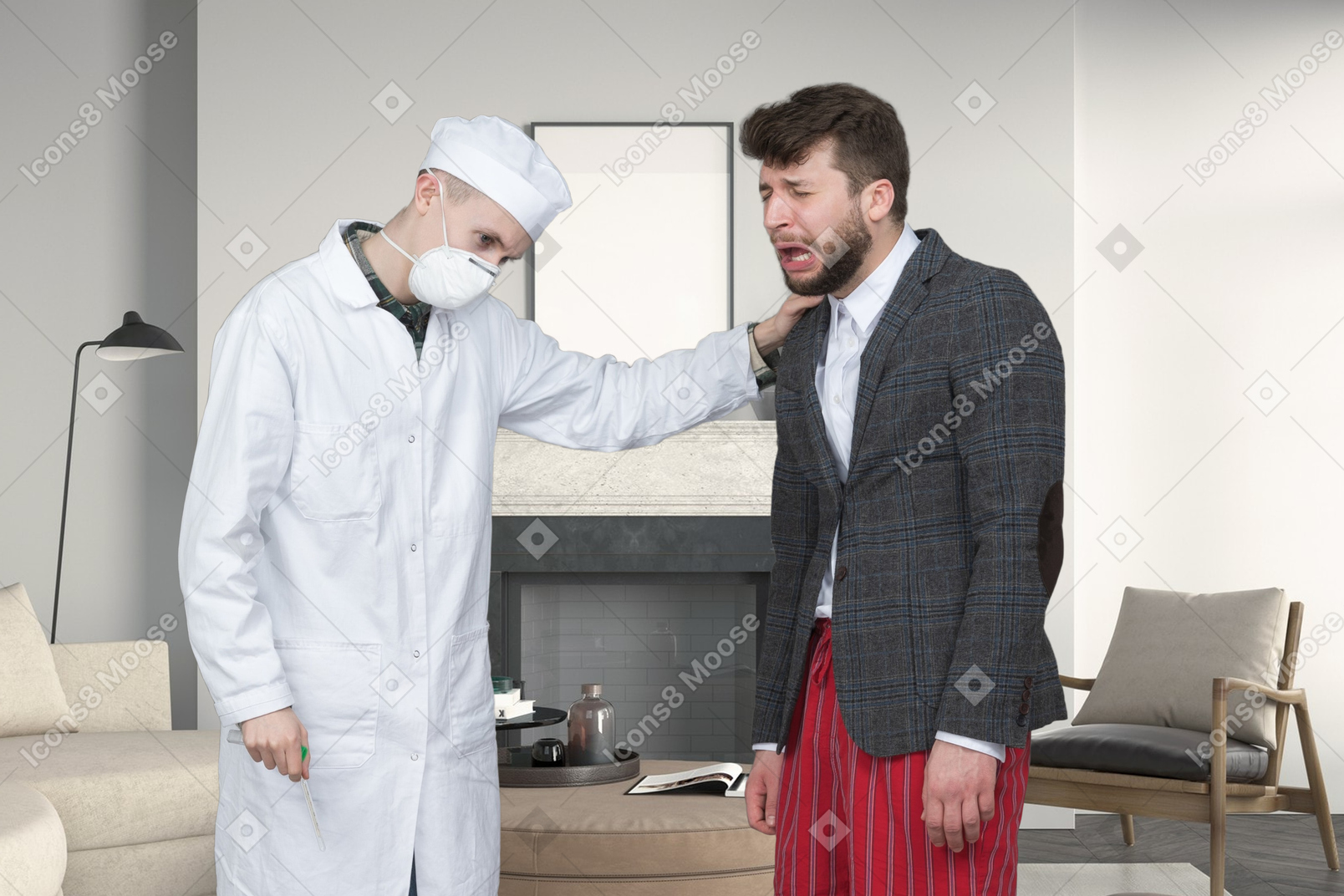 Doctor supporting crying man