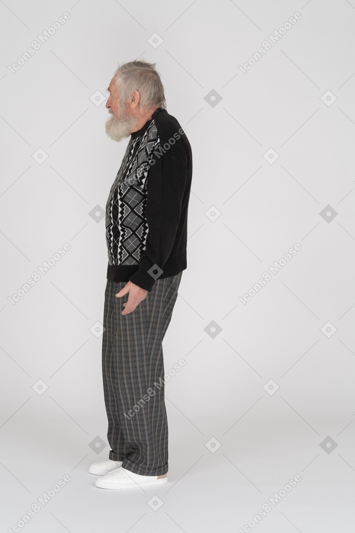 Profile view of an elderly man looking aside