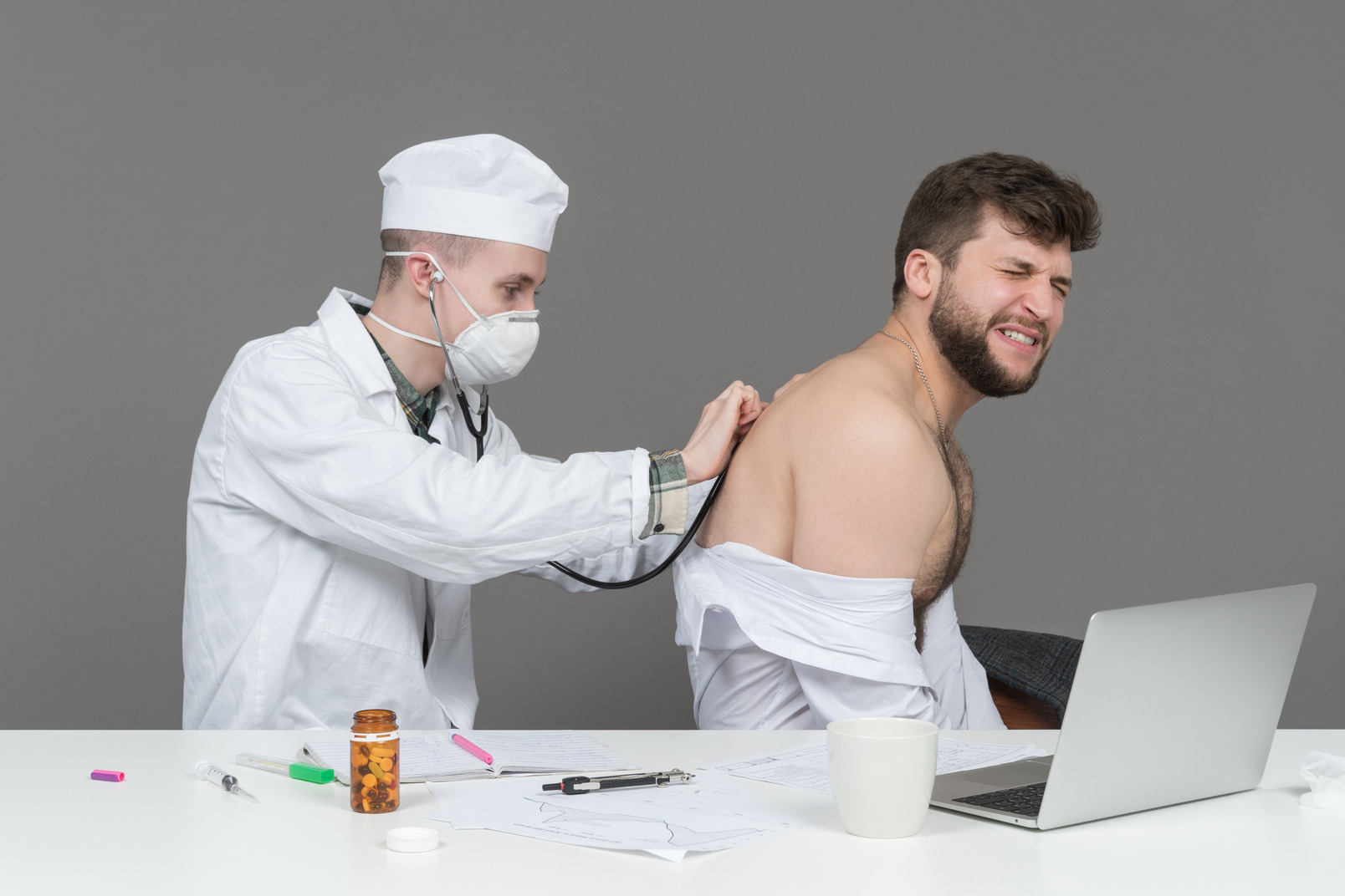 A doctor checking a patient