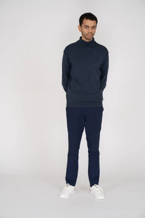 Man in black clothes standing