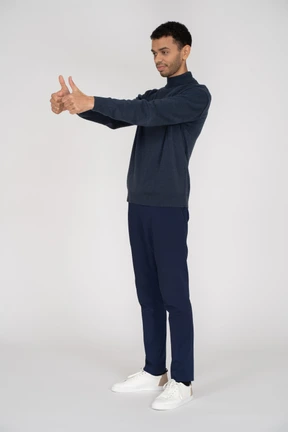 Man in black clothes standing