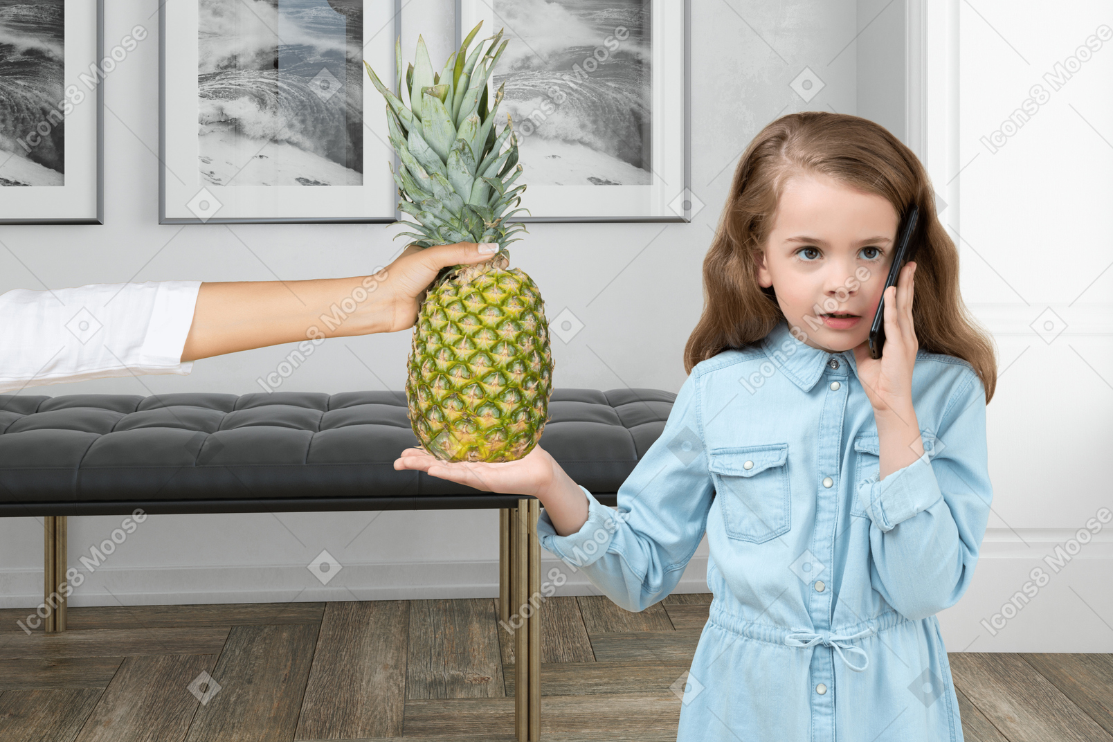 Girl with pineapple