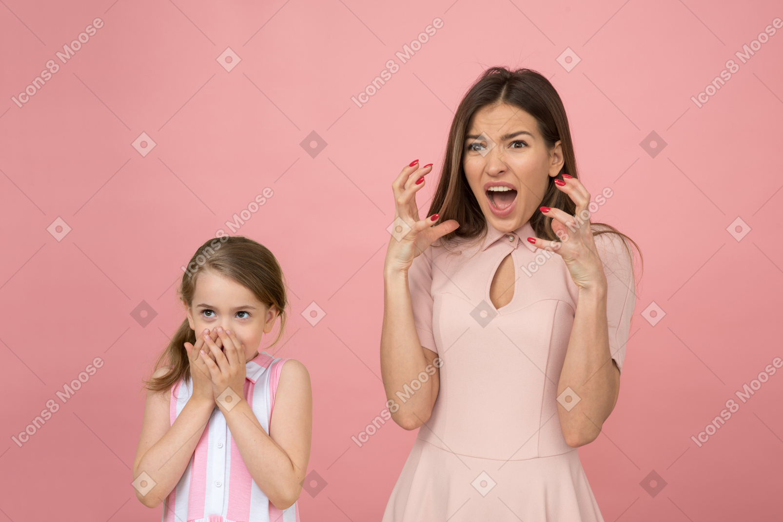 Kid girl seems like driving crazy her mum today