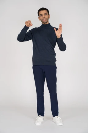 Man in black clothes standing