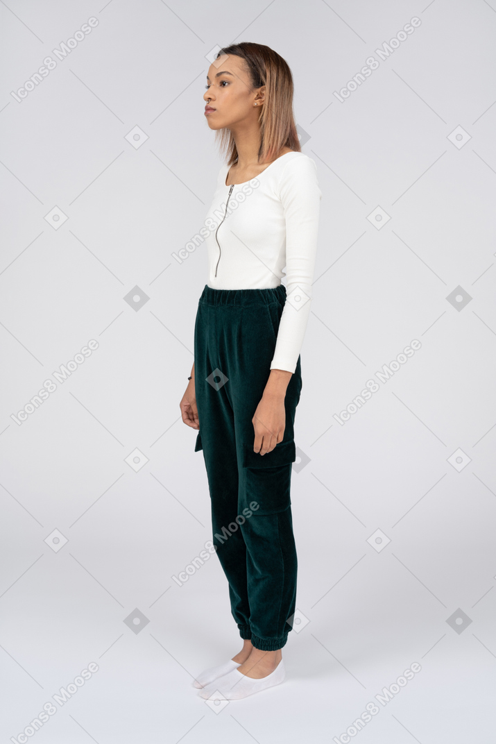 Woman in casual clothes standing