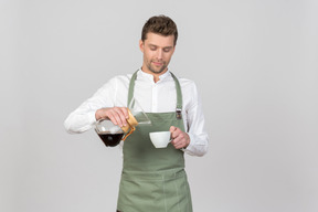 Pouring your hot black coffee