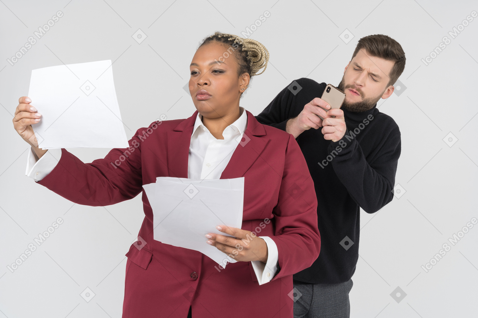 Manager checking employee`s report
