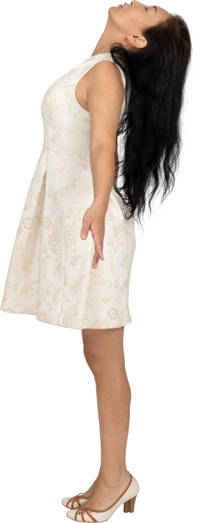 Woman in beautiful dress standing