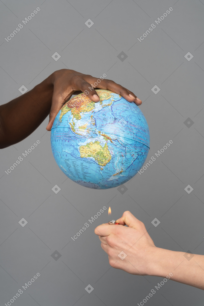 Firing the earth globe