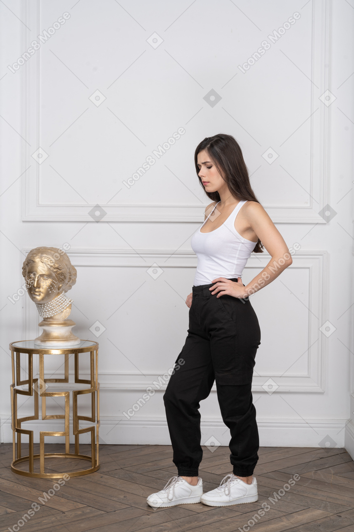 Woman looking sad with eyes closed