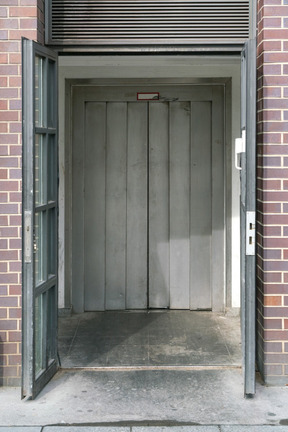 The front door of the building