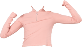 Jersey de cuello vuelto rosa con cremallera de aro