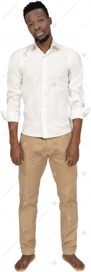 Man in white shirt standing