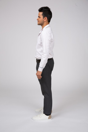 Side view of a man in office clothes
