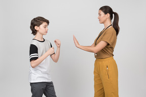 Female coach training a pupil