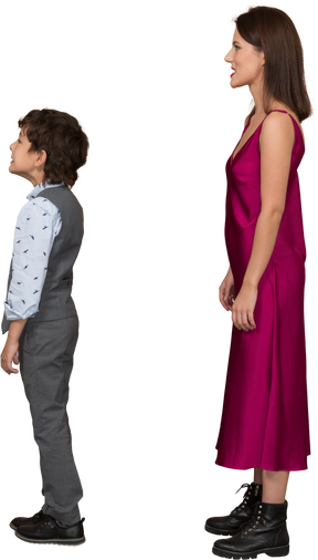 Woman and boy in profile