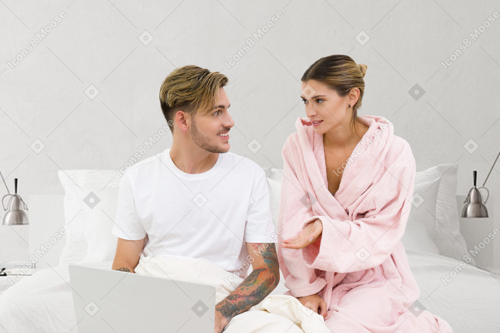 Young couple staying at home