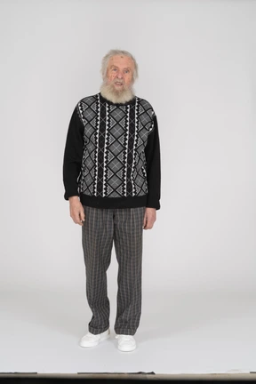 Thoughtless old man looking aside