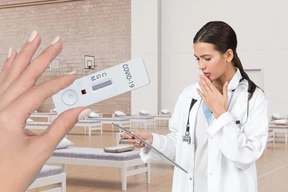 Doctor checking covid test result