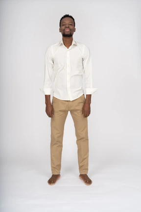 Man in white shirt standing