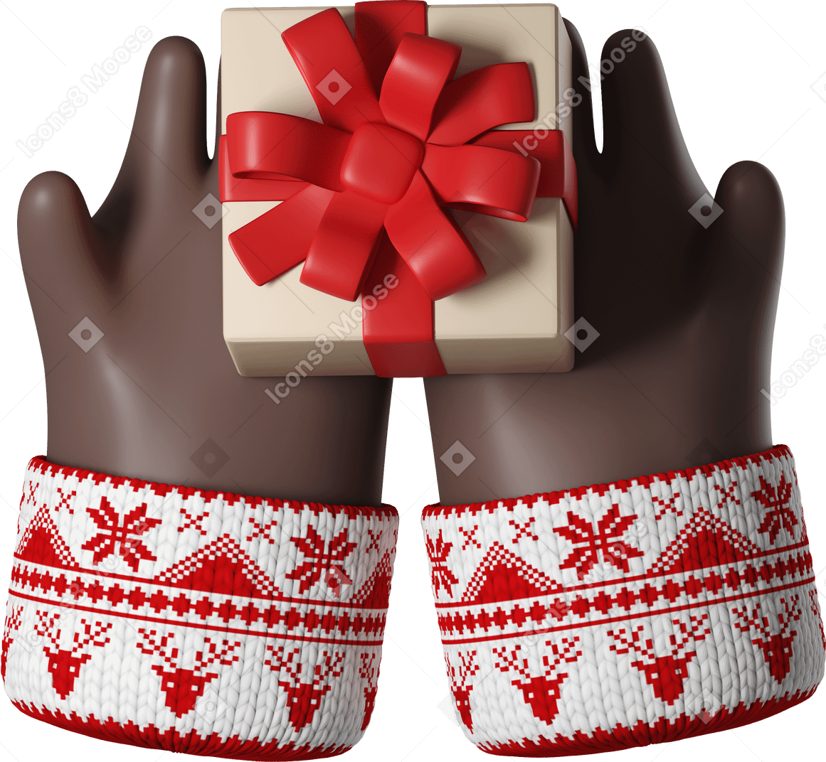 Руки держат рождественский подарок