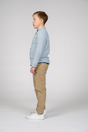 Side view of a boy in casual clothes