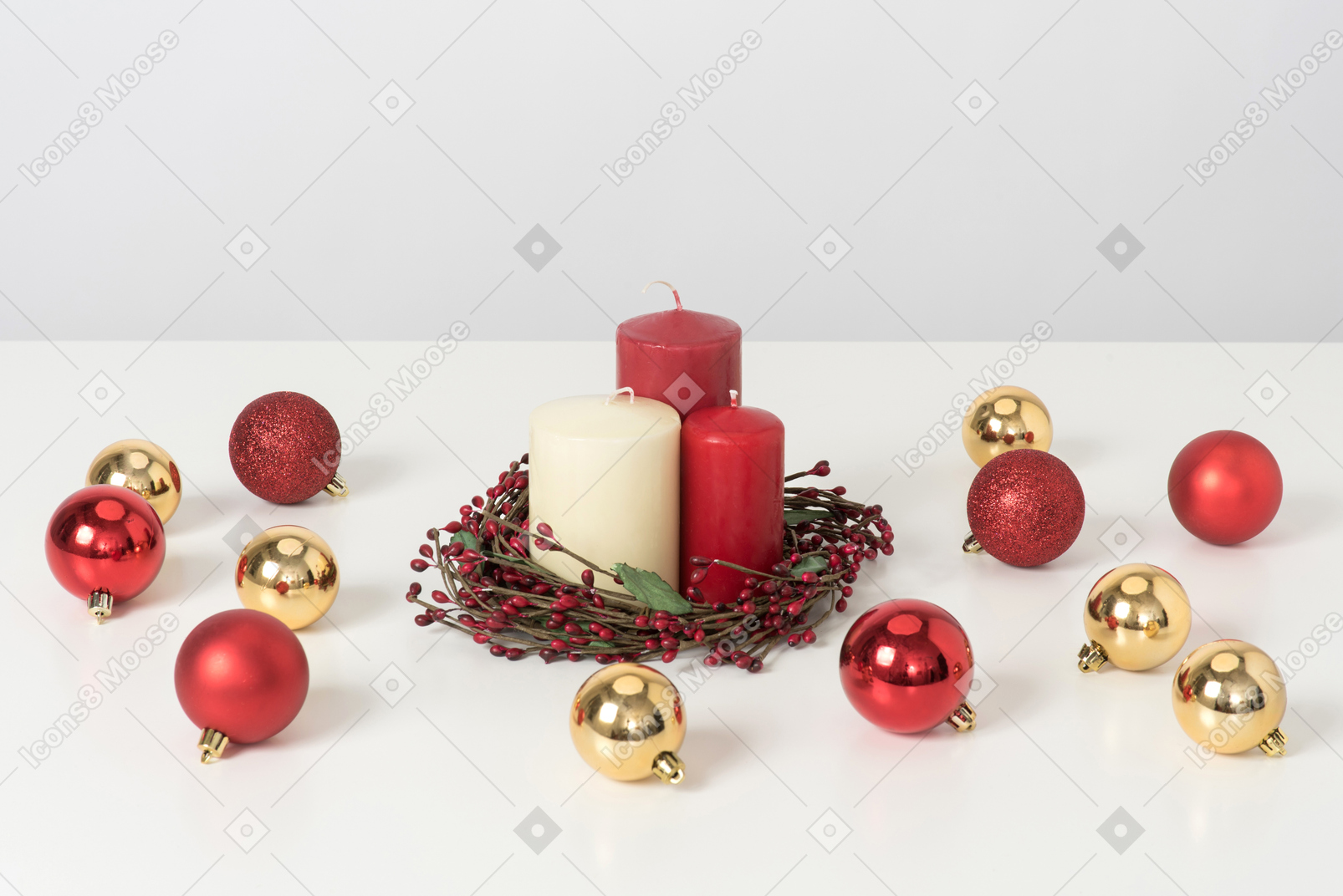 Preparing a table with christmas decorations