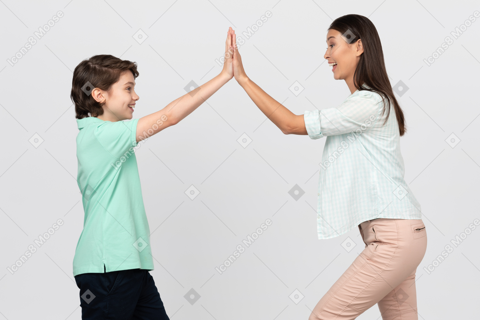 Giving each other a high five