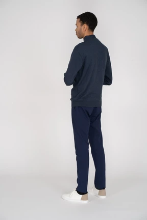 Man in black clothes standing