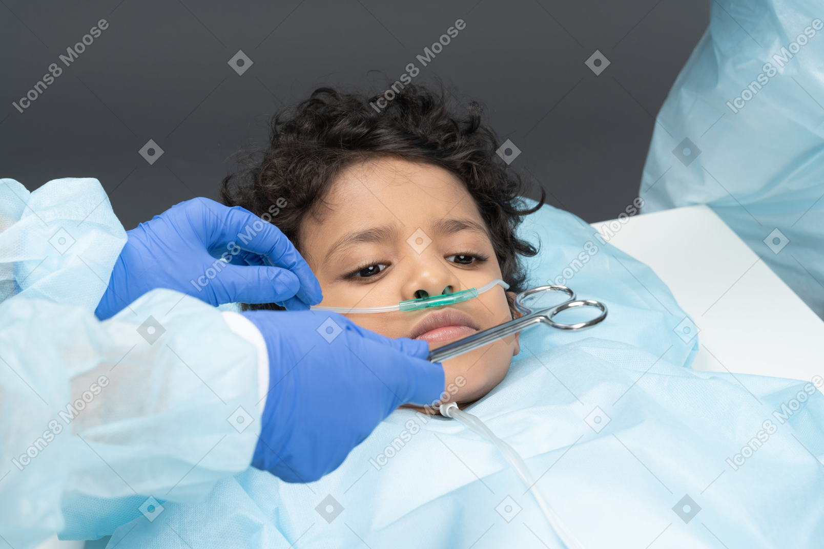 Child with nasal cannula