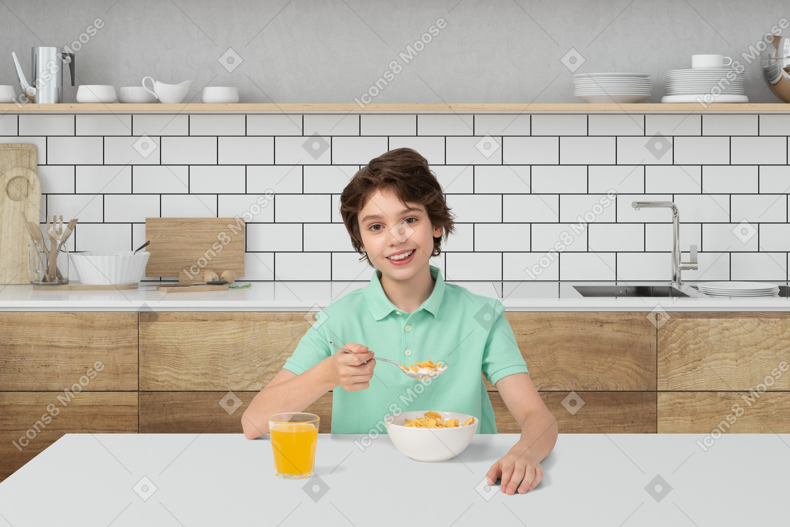 A man sitting at a table in the kitchen